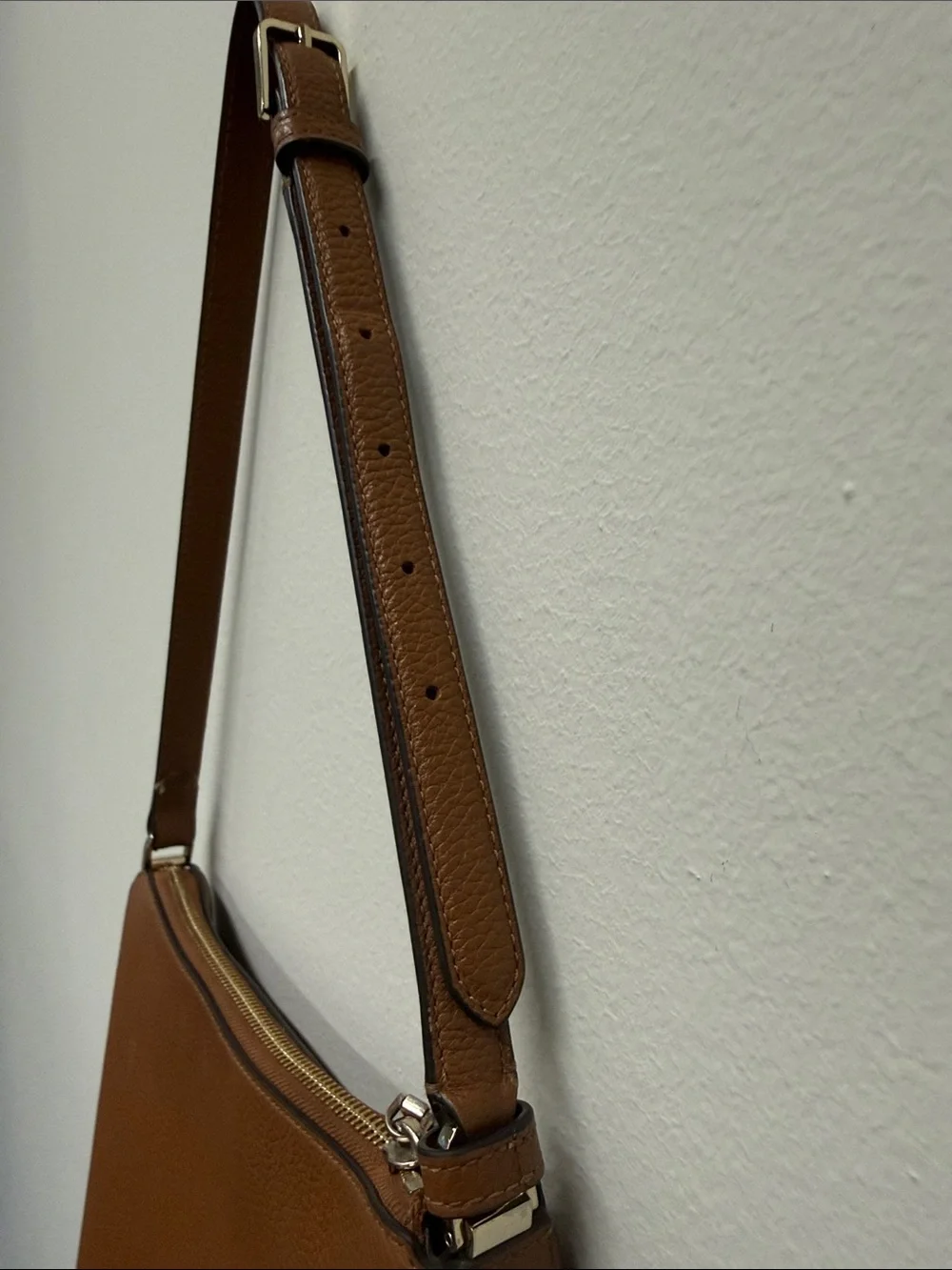 kate spade Tan Pebbled Leather Shoulder Bag with Adjustable Strap
